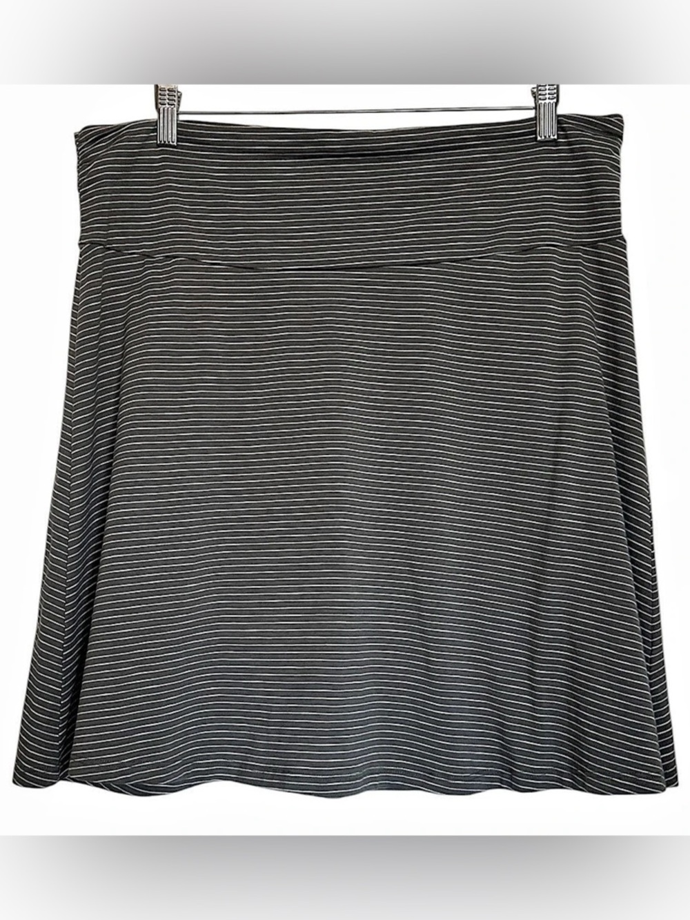 Toad&Co Chaka Organic Cotton Blend Gray White Striped A-Line Skirt Size XL